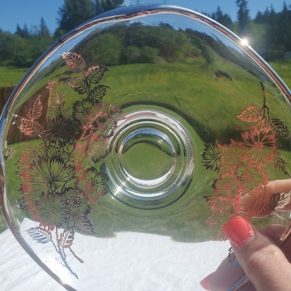 Vtge Silver City Crystal Springtime Platter Sterling Silver Overlay candy bowl - Picture 6 of 10